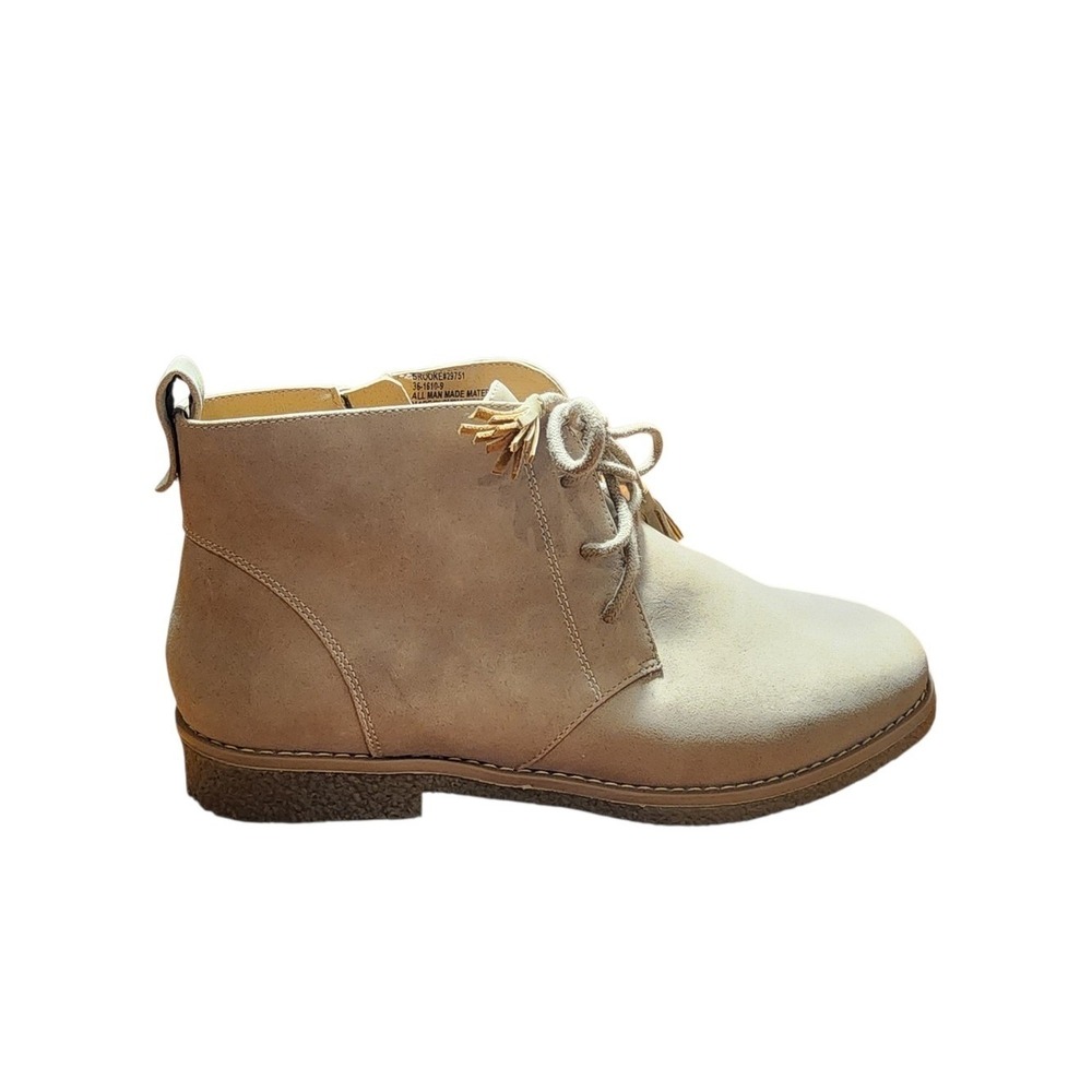 Comfortview Brooke Ankle Boots Womens Sz 8M Beige Tassel Casual Comfort Neutral